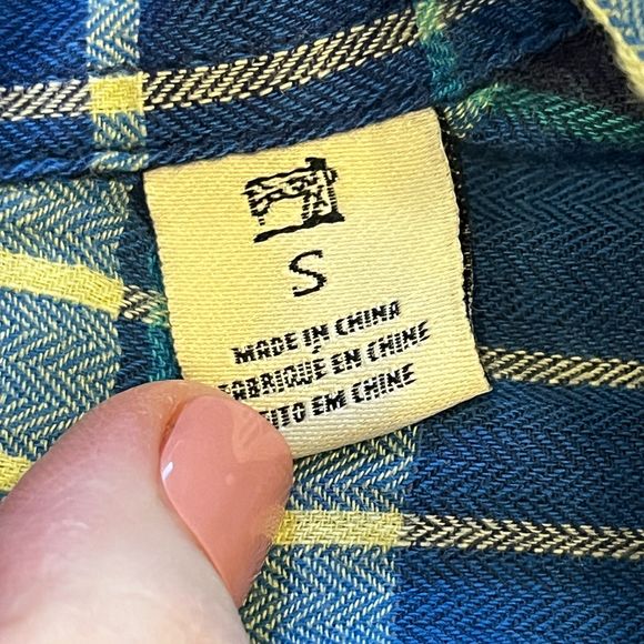 Scotch & Soda Mens' Blue Yellow Plaid Button Front Shirt Small - Picture 6 of 7